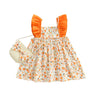Orange / 3T Cute Strawberry Print Sleeveless Ruffles A-line Princess Sweet Dress