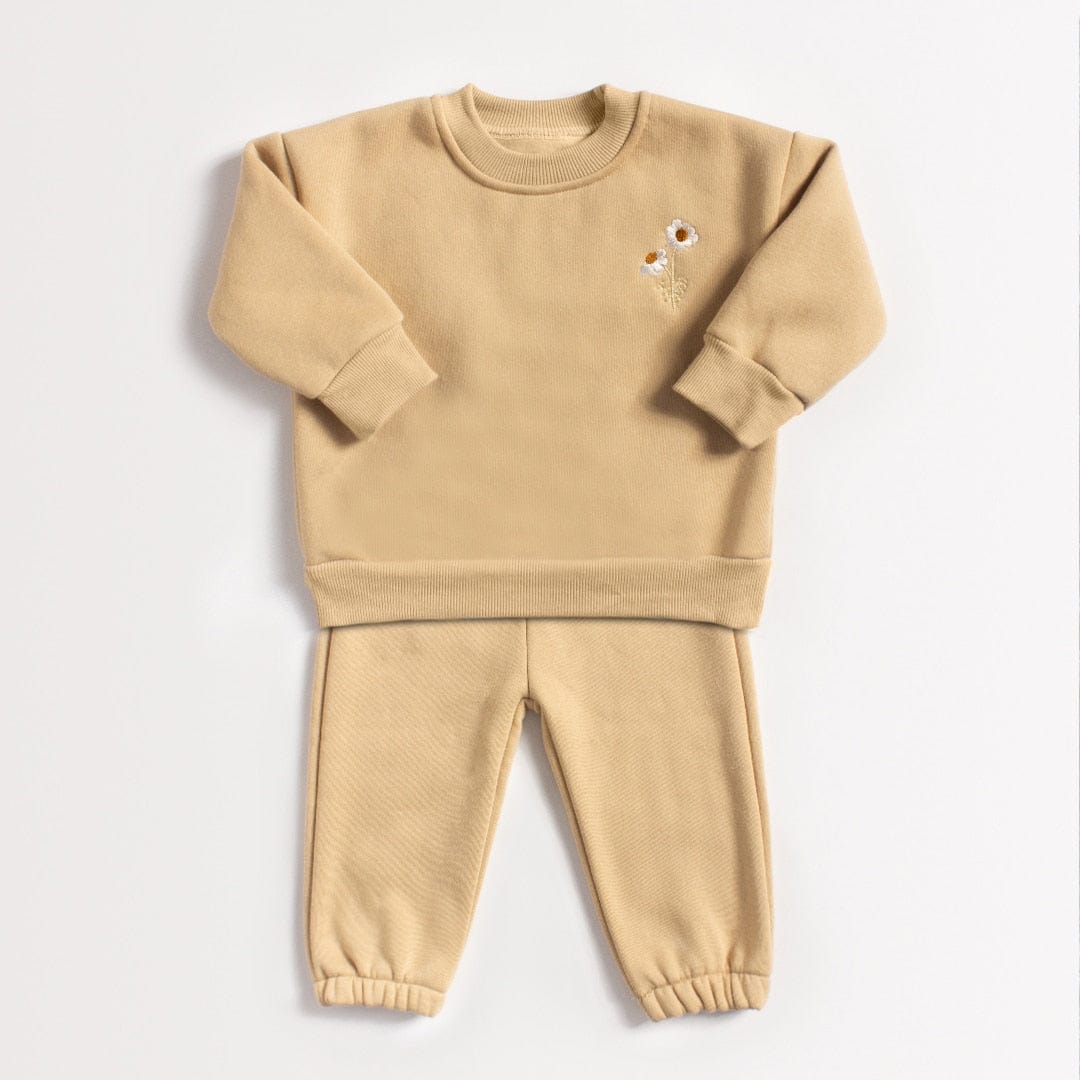 Khaki / 3-6M 66 Daisy Pullover Sweatshirt+Jogger Pants