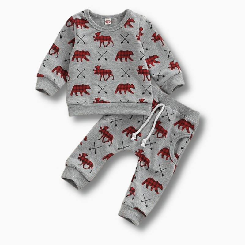 Deer Print Sweatshirt and Pants Set