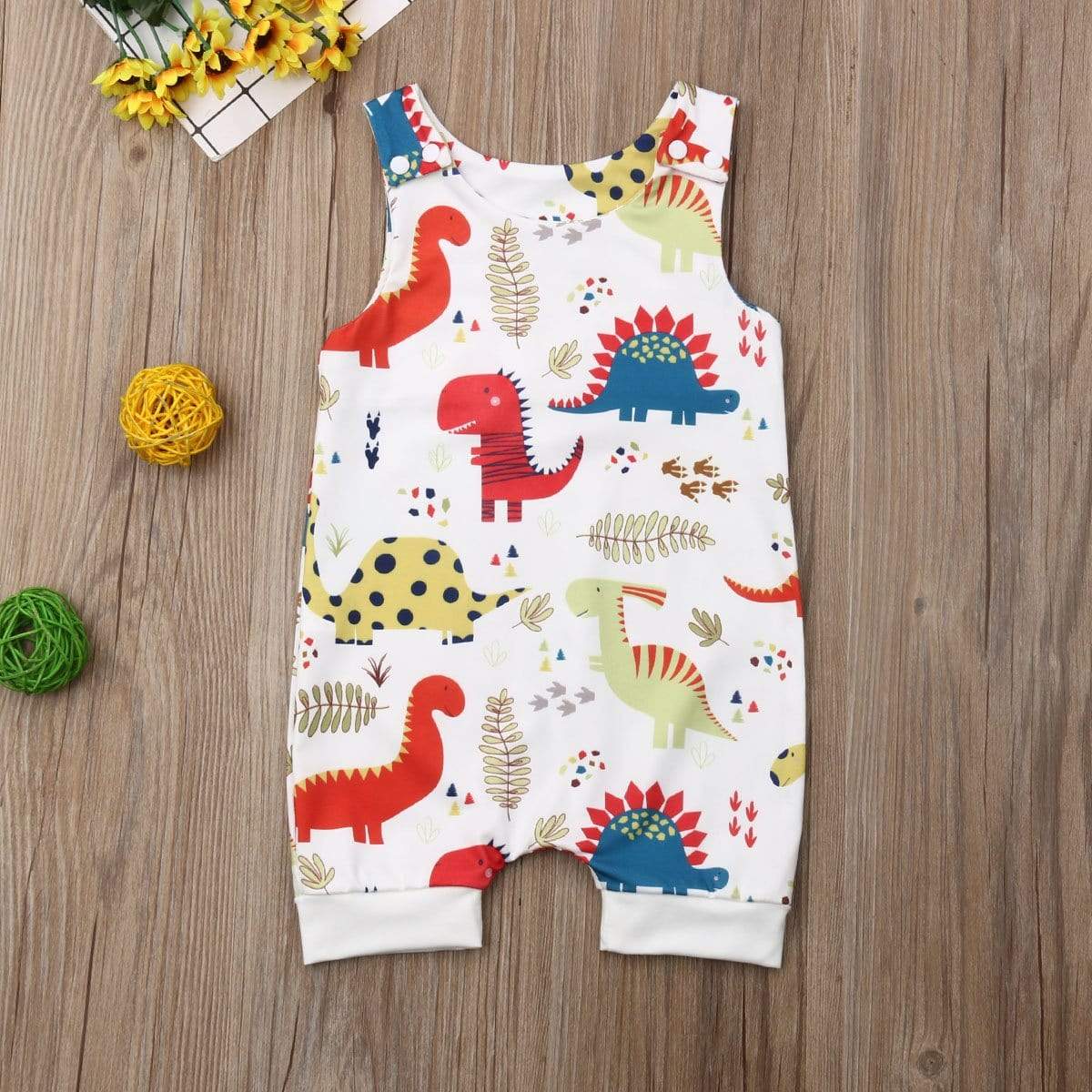 Boy's Clothing Dinosaurs Print Sleeveless Romper