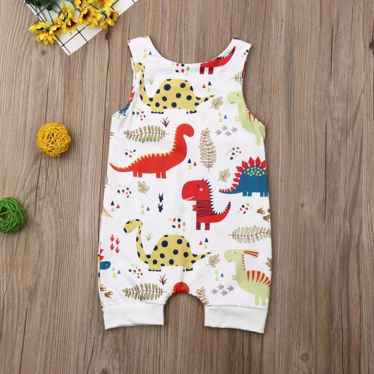 Boy's Clothing Dinosaurs Print Sleeveless Romper