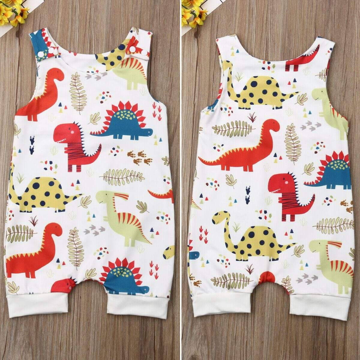 Boy's Clothing Dinosaurs Print Sleeveless Romper