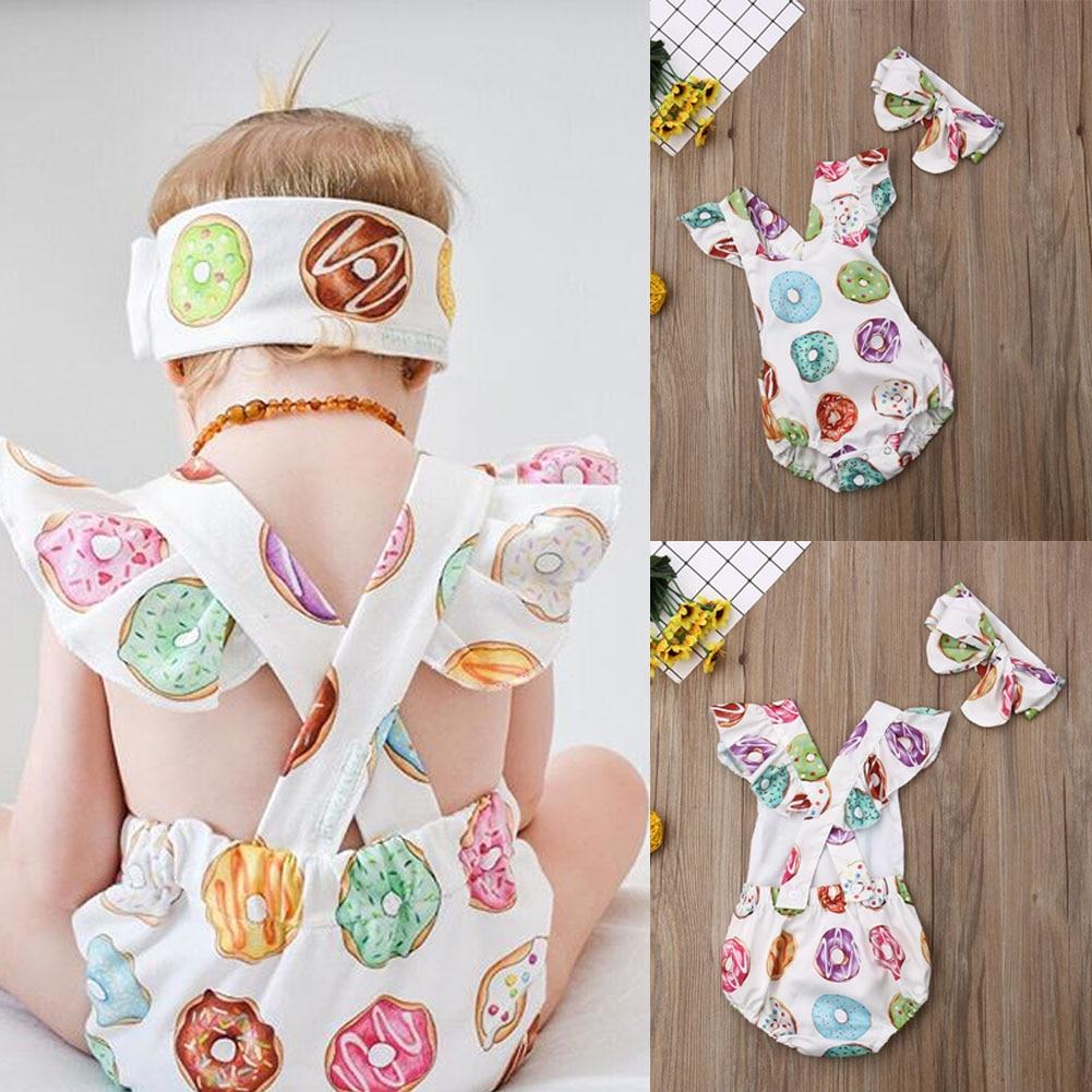 Donuts Print Backless Bodysuits