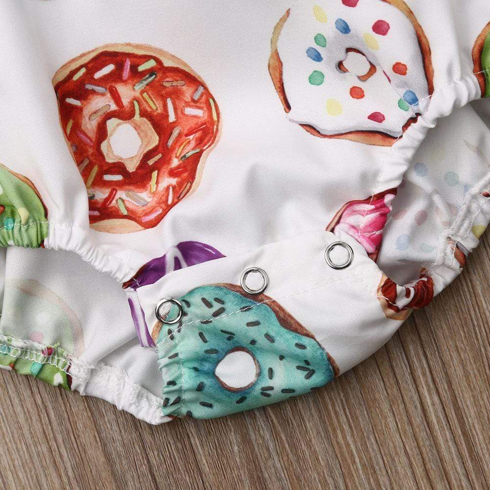 Donuts Print Backless Bodysuits