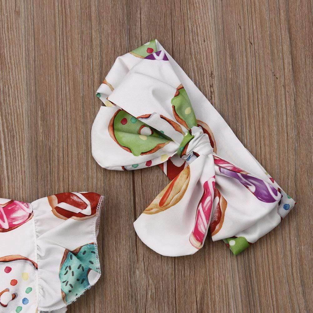 Donuts Print Backless Bodysuits