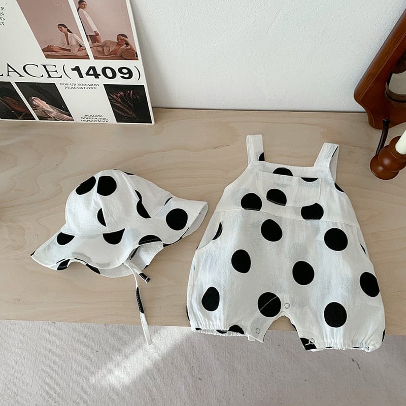 Baby Polka Dot Overalls with Hat Set Momorii