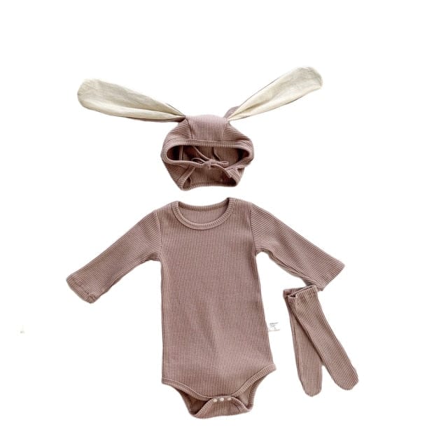 Khaki / 3-6M / China Easter Girl Romper with head