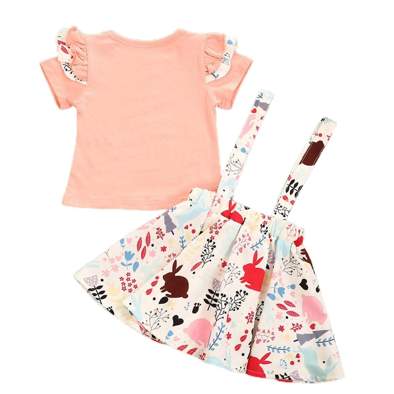 Girl's Clothing Easter Rabbit Suspender Skirt