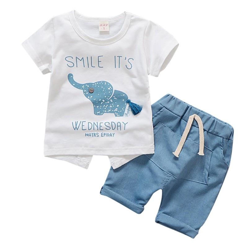 Girl's Clothing Elephant Short Sleeved Jogging Suits