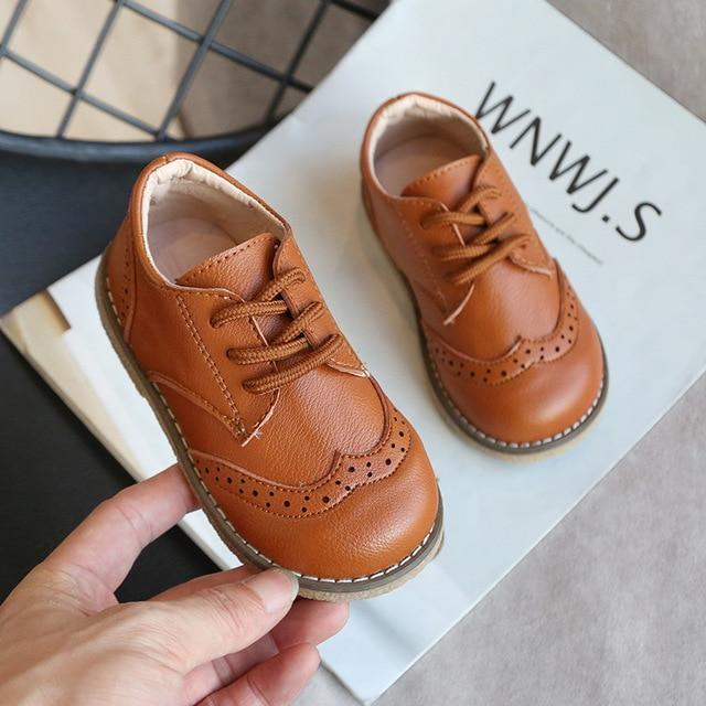 Brown / 12.5 Leather Shoes Boys Sneakers