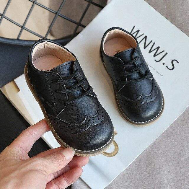 Black / 12.5 Leather Shoes Boys Sneakers