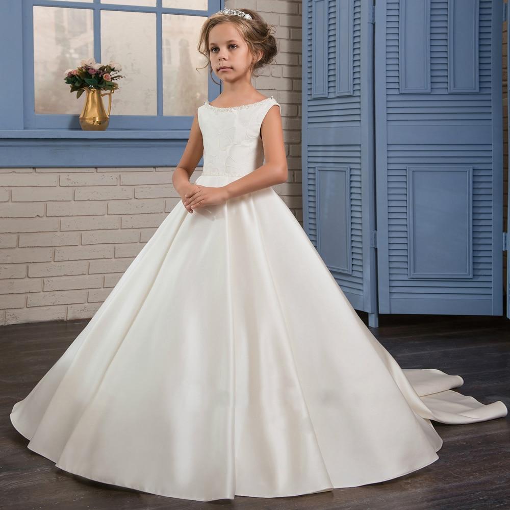 Girl's Clothing Ivory / Child-4 Fancy Pearls Flower Girl Dresses