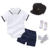 Boy&#39;s Clothing KB8049 w Black Hat / 18M / China Pink Cotton Summer Romper Clothes Set
