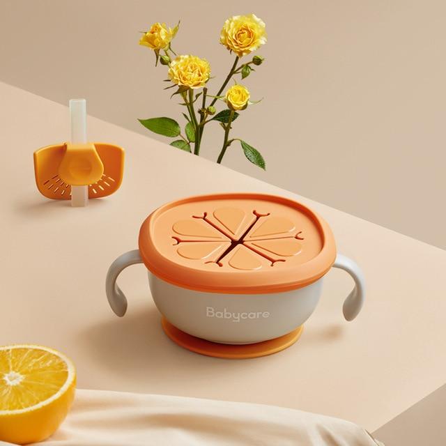 Accessories Gray Feeding Bowl with Straw Tableware