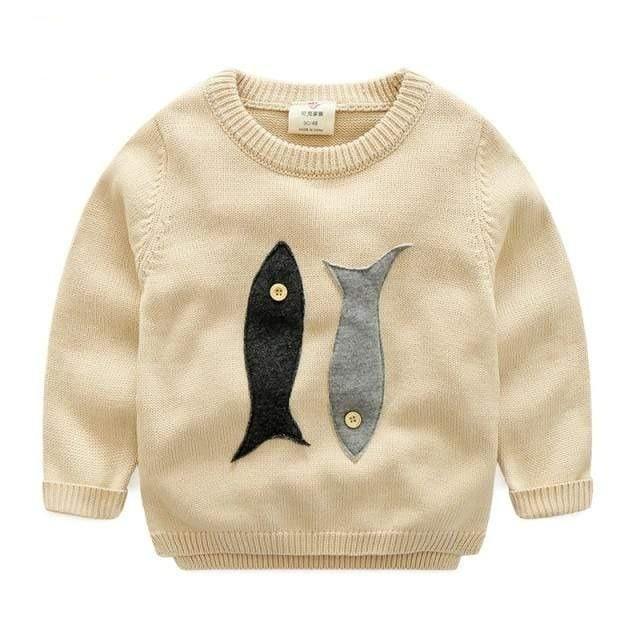 Boy's Clothing Beige / 2T Fish Print Sweatshirt