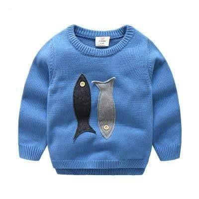 Boy's Clothing Blue / 2T Fish Print Sweatshirt