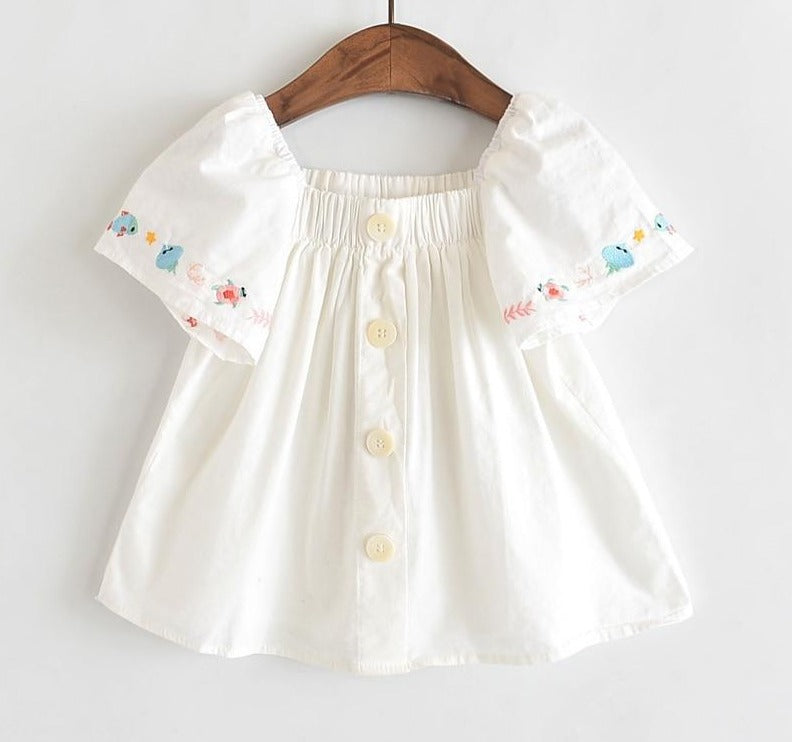 Girl's Clothing Fish Rmbroidery Shirt