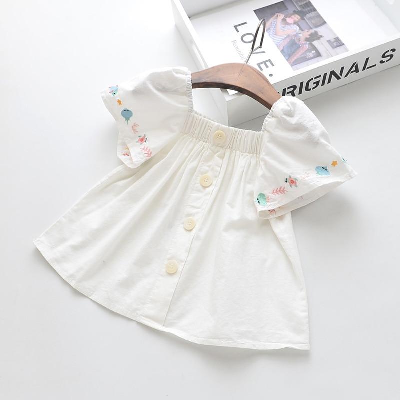 Girl's Clothing Fish Rmbroidery Shirt
