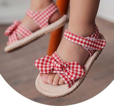 Baby & Toddler Red / 12-18M Flat Gingham Baby Girl Sandals, Anti-slippery