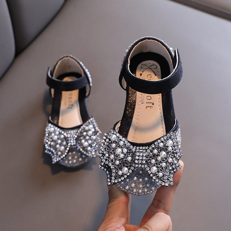 Black / 21(Insole 13.5CM) Flat Princess Sandals