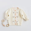 Beige / 5T-120 Floral Embroidered Crochet Sweater