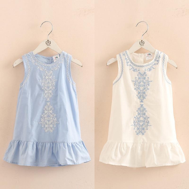 Girl's Clothing Floral Embroidered Sleeveless Dress