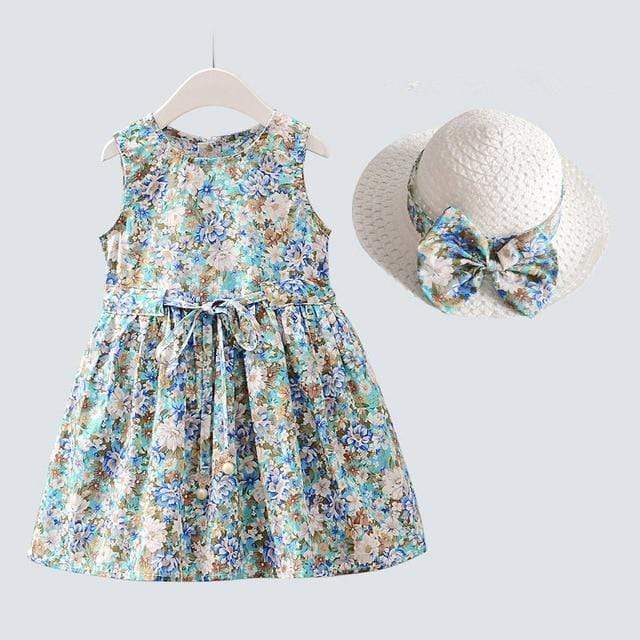 Girl's Clothing Blue / 24M Floral Girl Sleeveless Dress