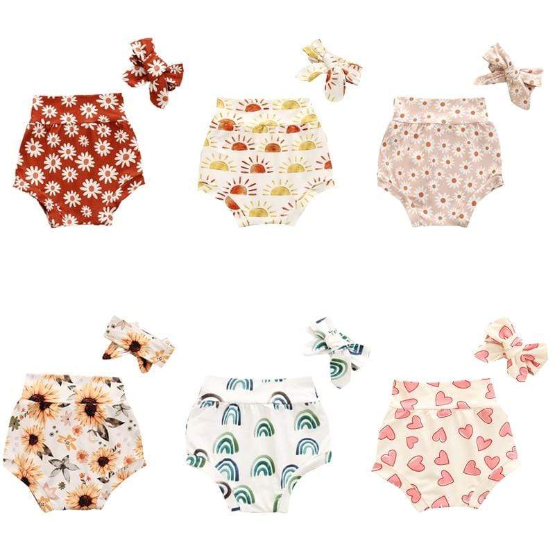 Girl's Clothing Floral Heart Rainbow Shorts with Headband