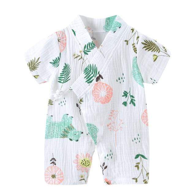 Girl's Clothing White Leaf / 18M Floral Kimono Rompers