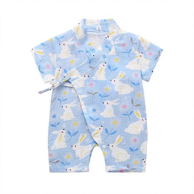 Girl's Clothing Light Blue Bunny / 18M Floral Kimono Rompers