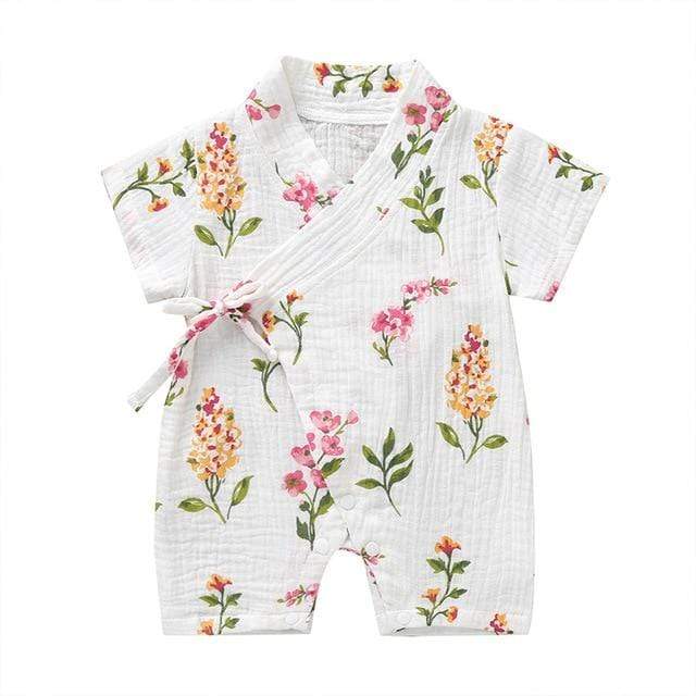 Girl's Clothing White Floral / 9M Floral Kimono Rompers