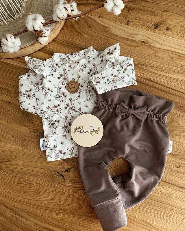 Floral Long Sleeve Pullover Top Solid Bow Long Pants