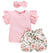 Girl's Clothing Floral Outfit Short Sleeve