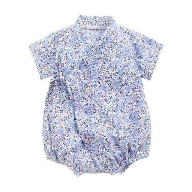 Girl's Clothing Light Blue / 3T Floral Print Kimono Romper