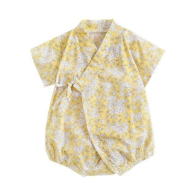 Girl's Clothing Yellow / 6M Floral Print Kimono Romper