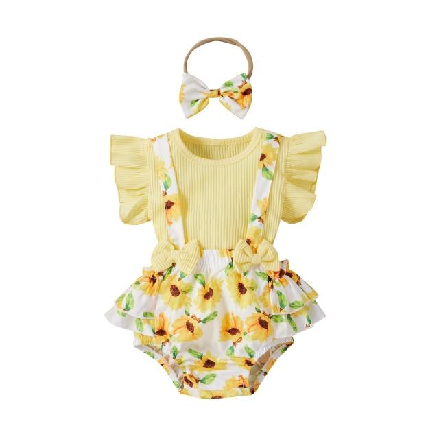 Girl's Clothing Yellow / 18M Floral Printed Rompers