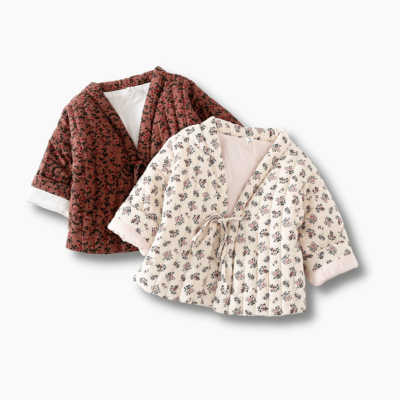 Girl's Clothing Floral Quilted Jacket