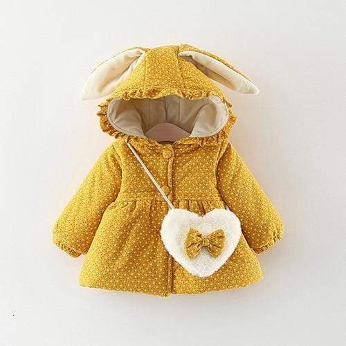 yellow / 9M Floral Hooded Cotton-padded Jacket