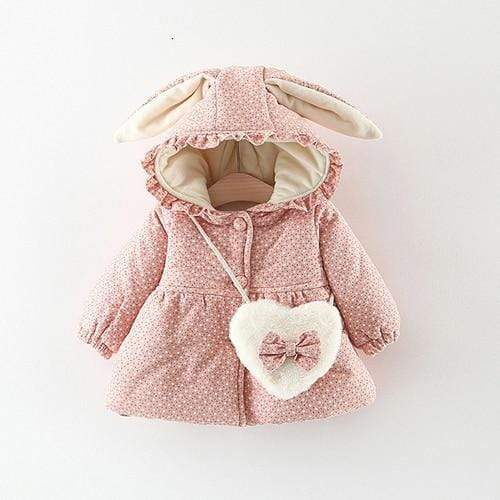 pink / 9M Floral Hooded Cotton-padded Jacket