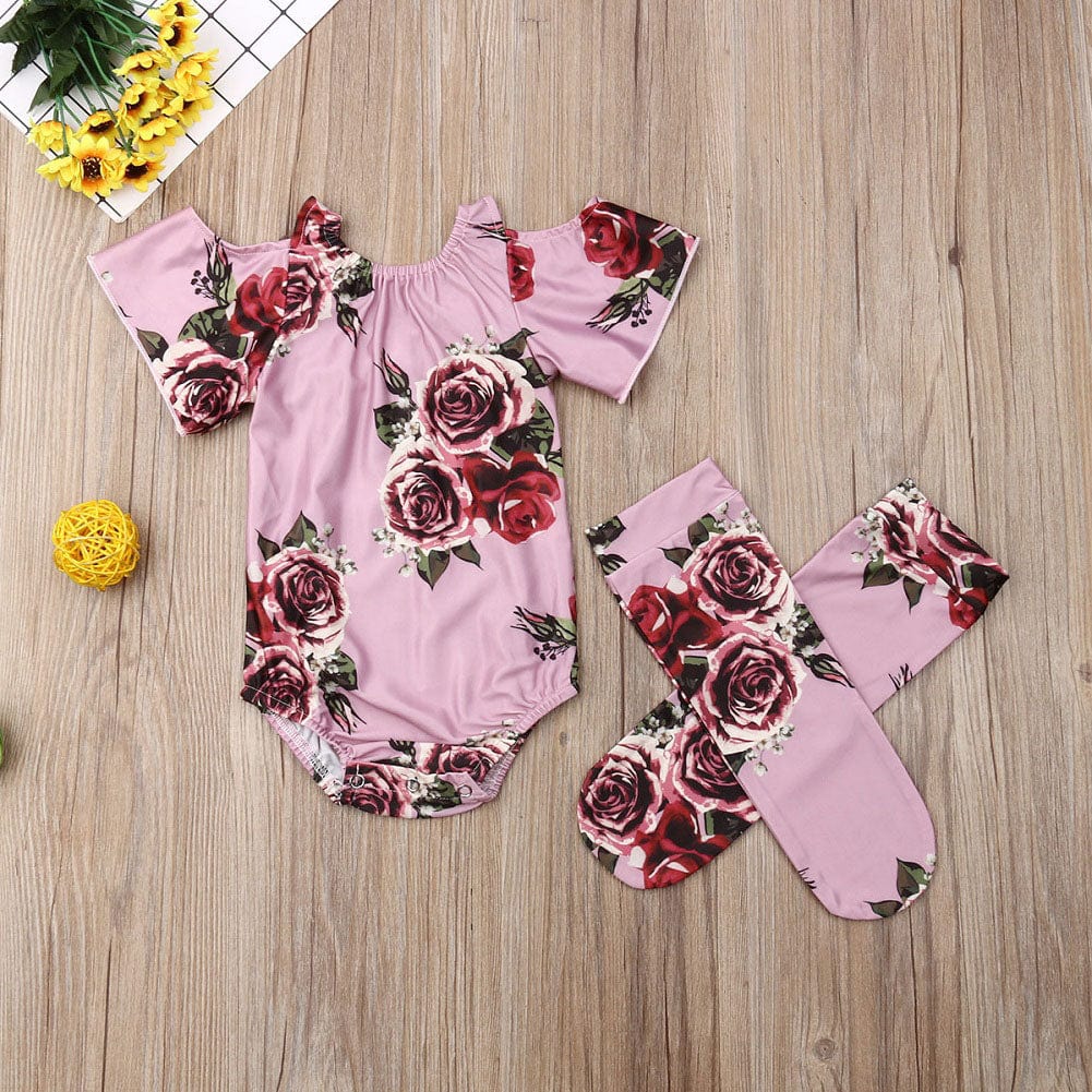 Girl's Clothing Floral Short Sleeve Romper