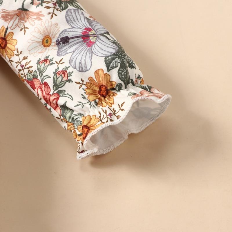 Girl's Clothing Flower Printed Lace Romper