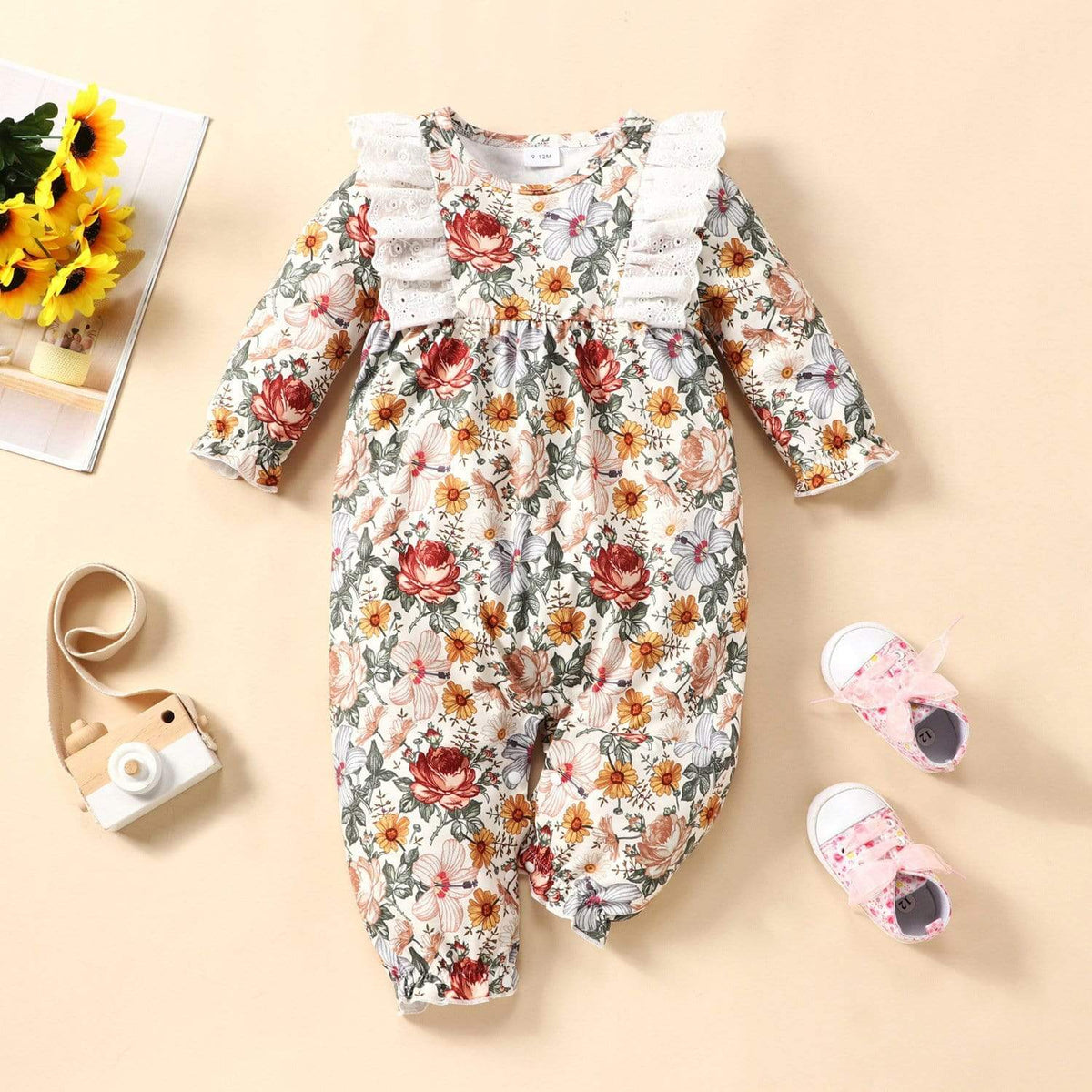 Girl's Clothing Floral / 3-6M Flower Printed Lace Romper