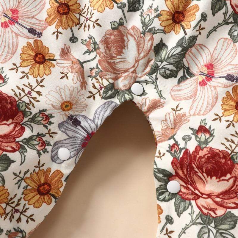 Girl's Clothing Flower Printed Lace Romper