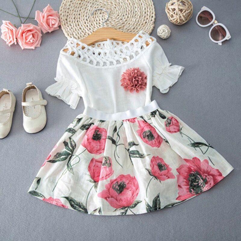 Girl's Clothing Flower Printed Skirt Outfits