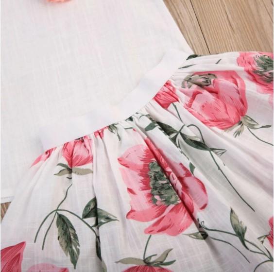 Girl's Clothing Flower Printed Skirt Outfits