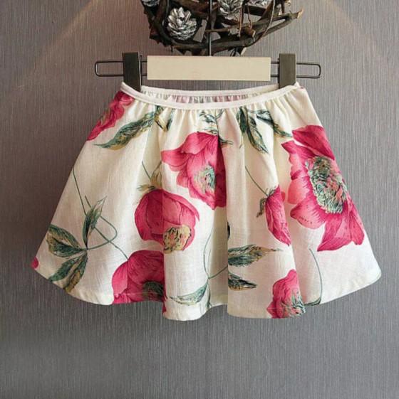 Girl's Clothing Flower Printed Skirt Outfits