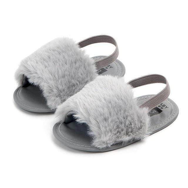Black Fuzzy Faux Fur Slides Sandals with Strap | eBay