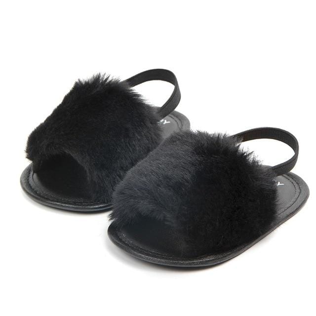 Shoes Black / 0-6M Fluffy Fur Sandals