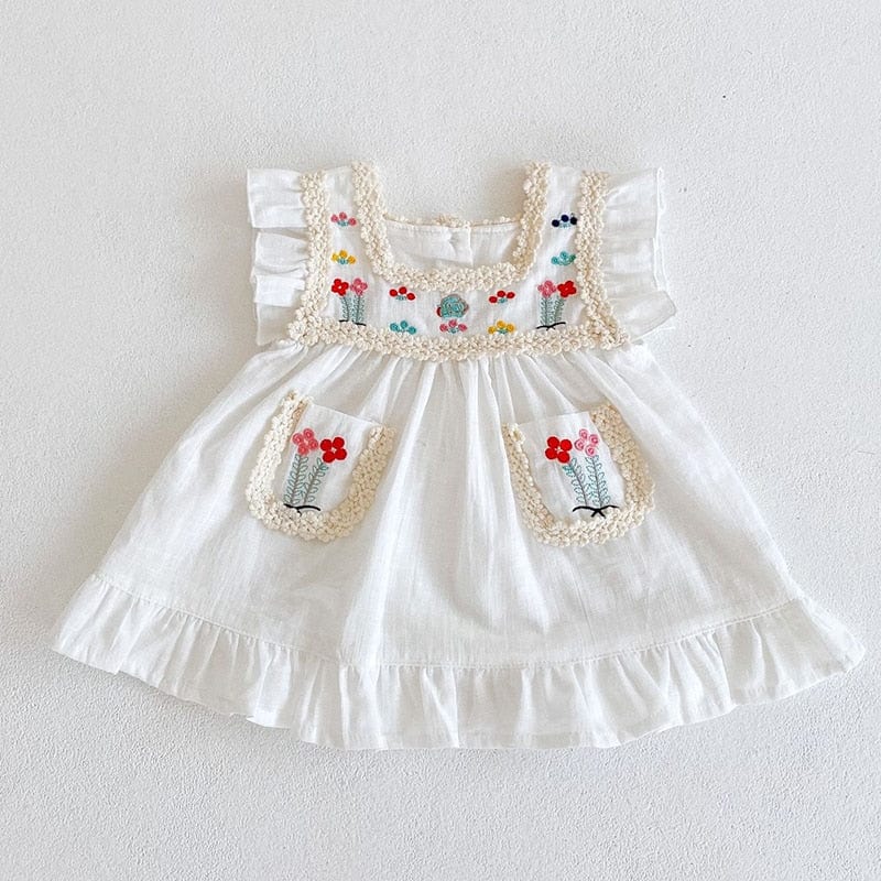 Flying Sleeve Embroidery Cotton Linen Clothes