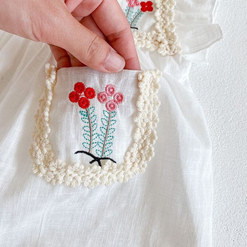 Flying Sleeve Embroidery Cotton Linen Clothes